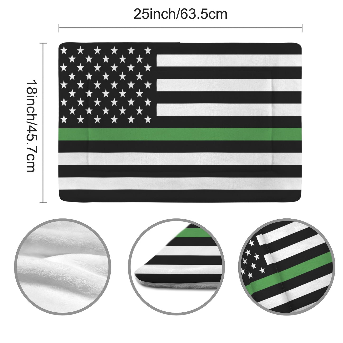 Thin Green Line Flag Inspired Pet Mat 25x18inch (Made in the USA)