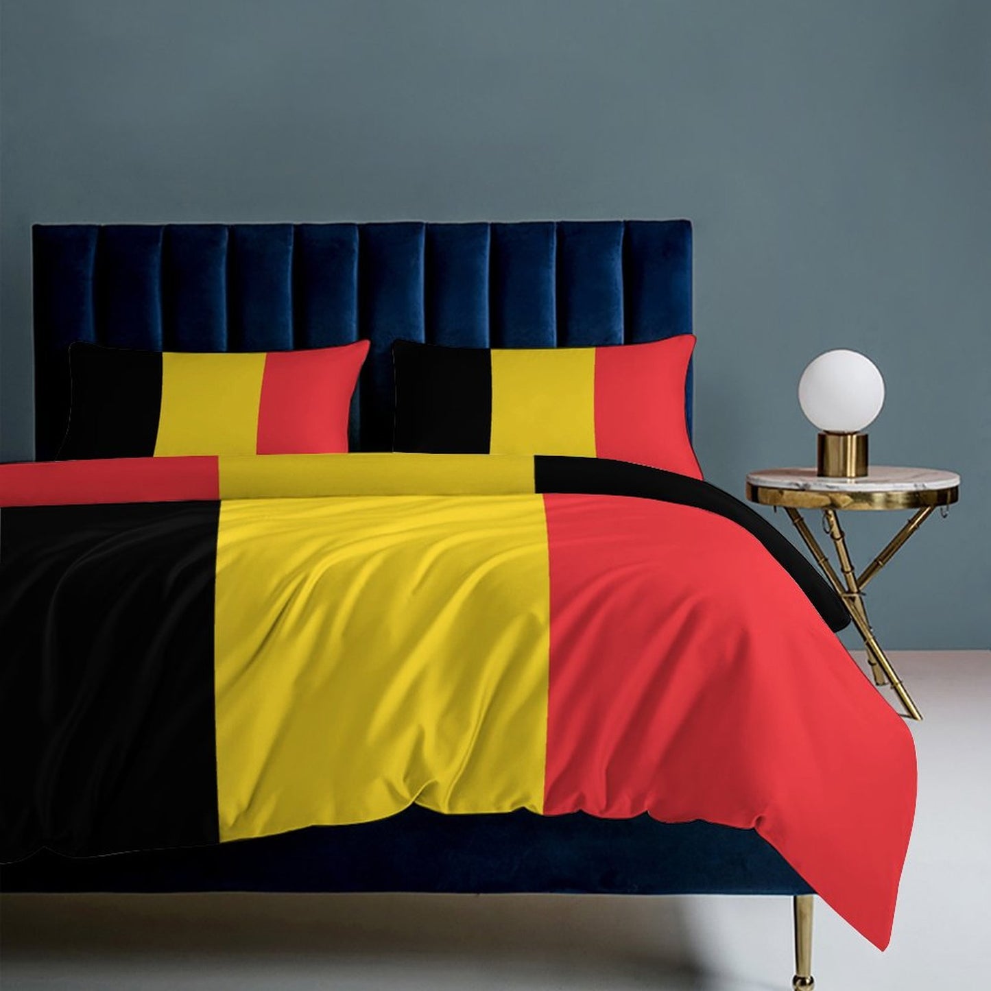 Belgium Flag Inspired 3-Piece Bedding Set (1 Duvet Cover + 2 Pillow Shams) – 102"×90"