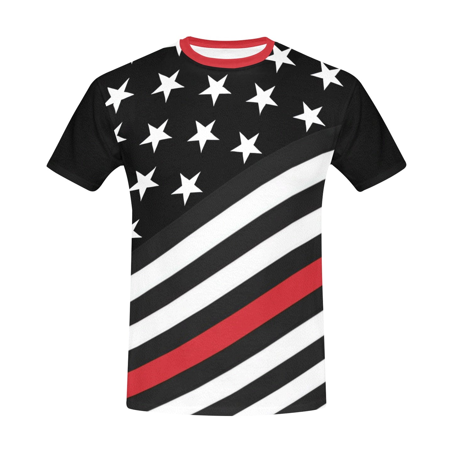 Thin Red Line Flag Men's Crew Neck T-Shirt (Made in USA)