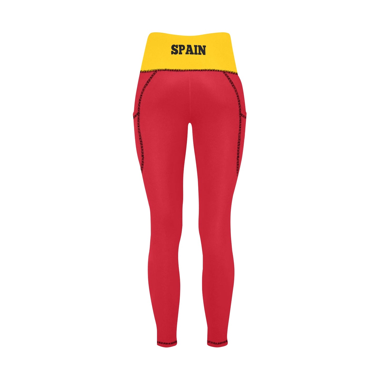 Spain Flag Inspired Women's High Waist Leggings with Pockets