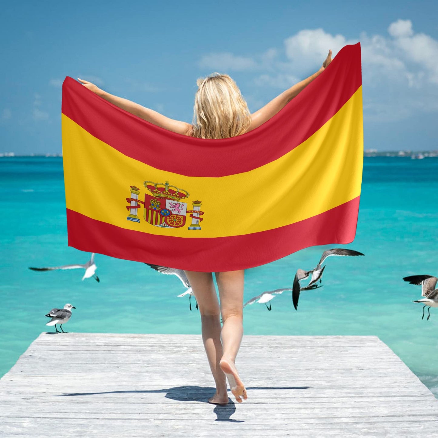 Spain Flag Inspired Beach Towel 31"x71" (Made in USA)