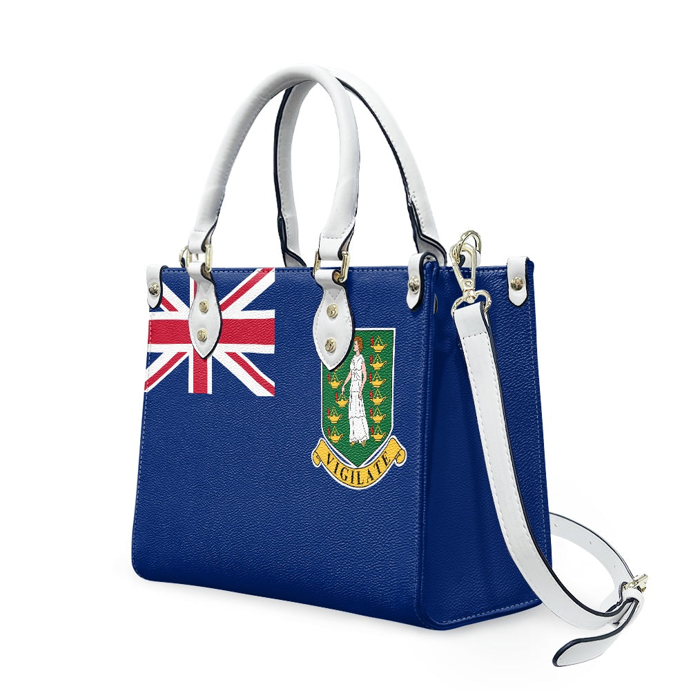 Blue handbag featuring British Virgin Islands flag design. Luv My Flag.