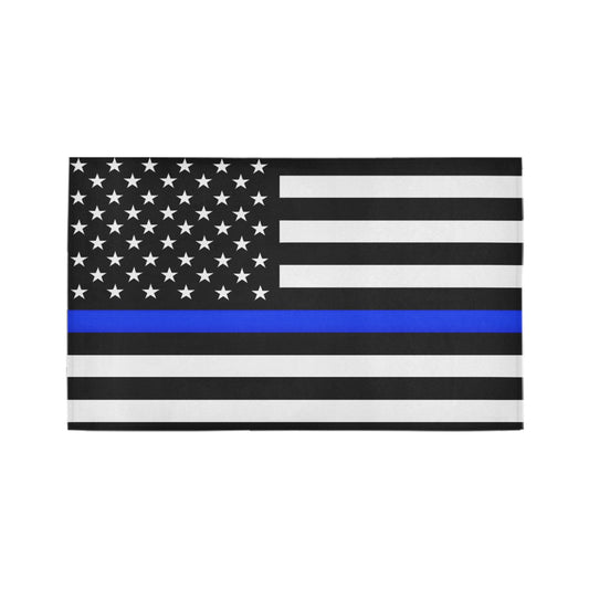 Thin Blue Line Flag Inspired Doormat 30" x 18" (Sponge Material)