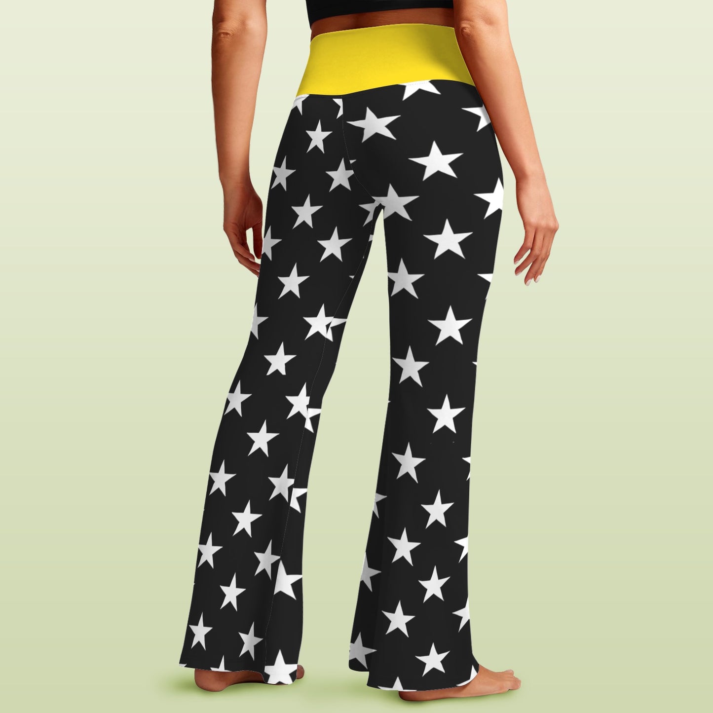 Thin Gold Line Flag Inspired Women's V-Crossover High Waisted Flare Leggings