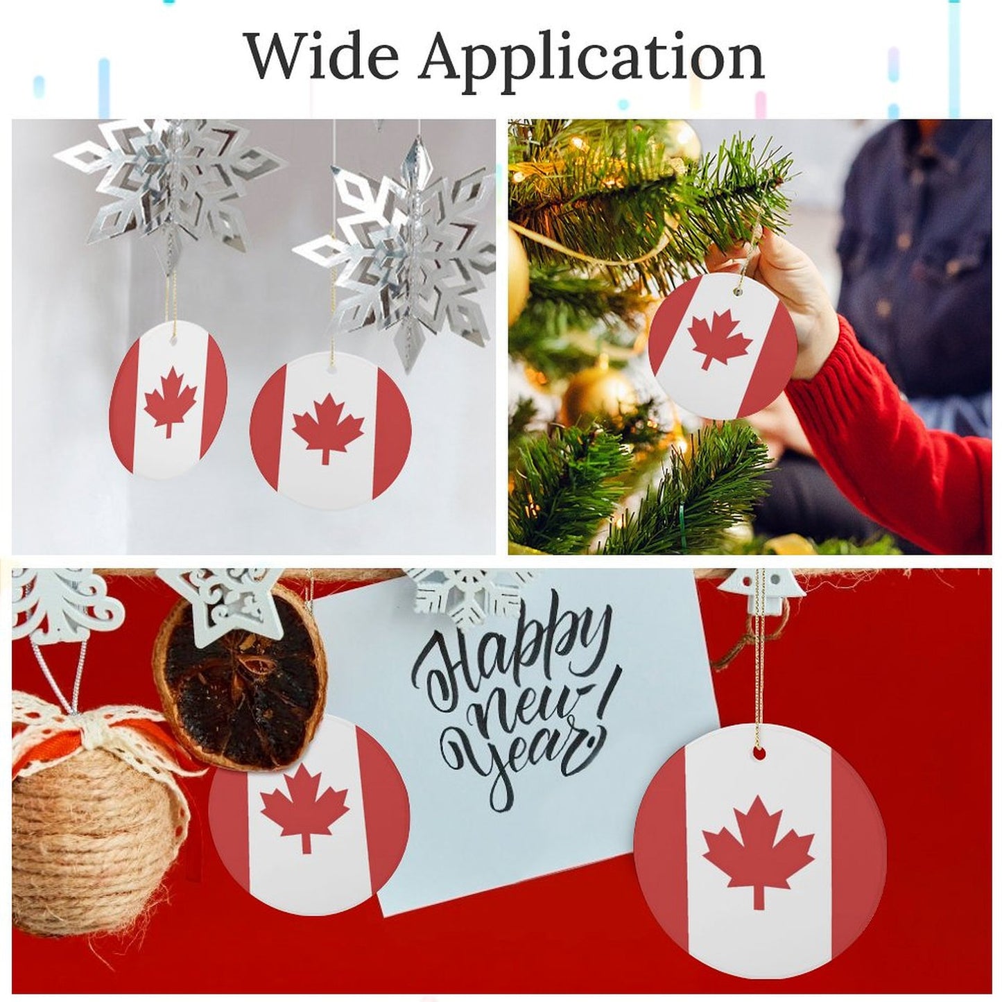 Canada Flag Inspired Circle Ceramic Ornament Made in USA Circle Ceramic Ornament (Made in USA)
