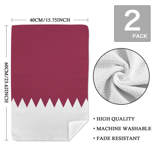 Qatar Flag Inspired Kitchen Towel 40X60cm (Pack of 2) | Printed In the USA