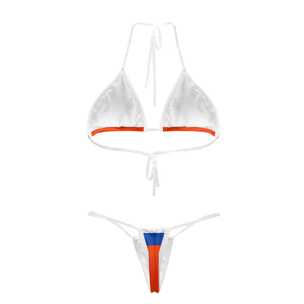 Russia Flag Inspired Transparent String Thong Bikini (style-2)
