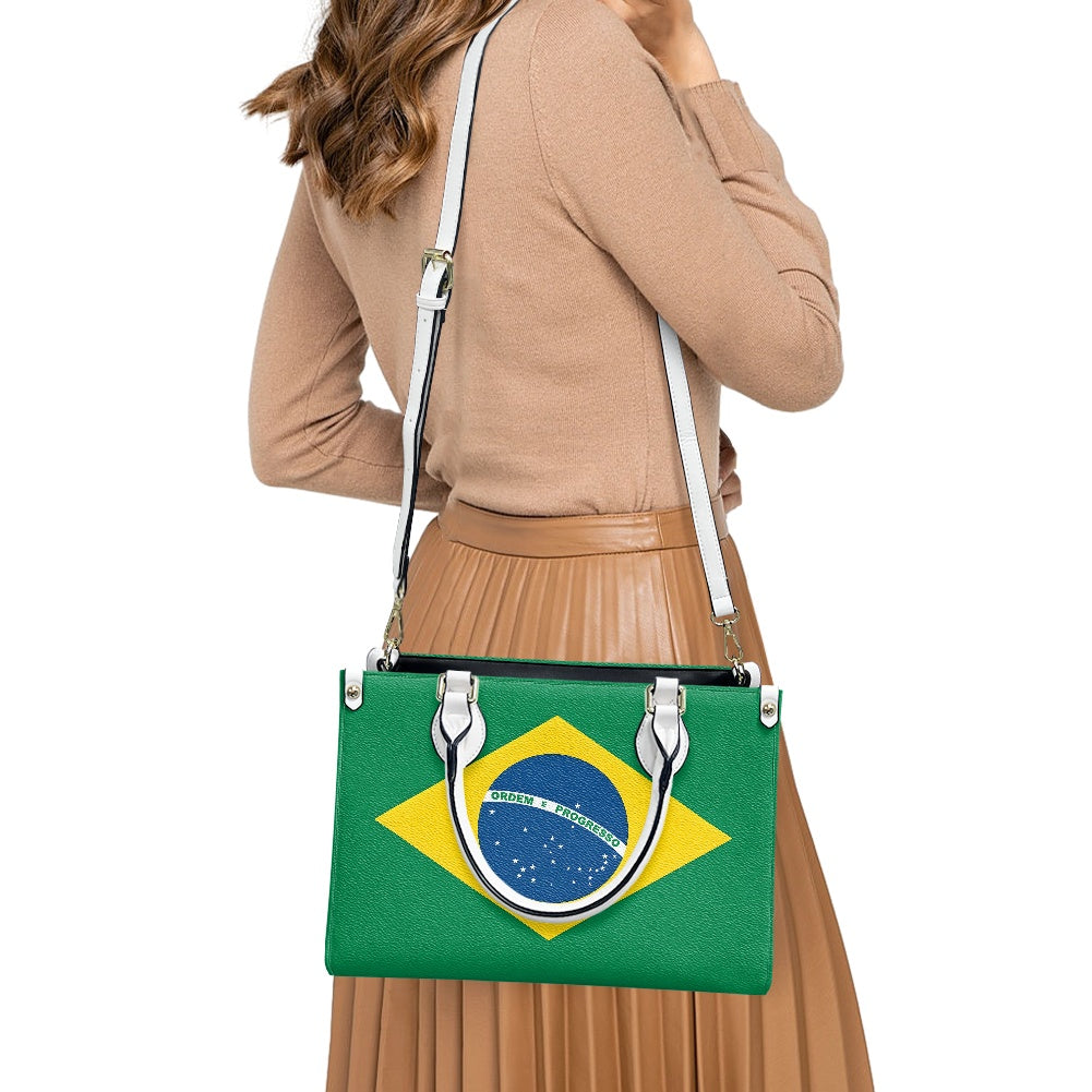 Brazil Flag Inspired PU Leather Handbag for Women – Stylish Shoulder Bag with Large Capacity and Elegant Design - Luv My Flag