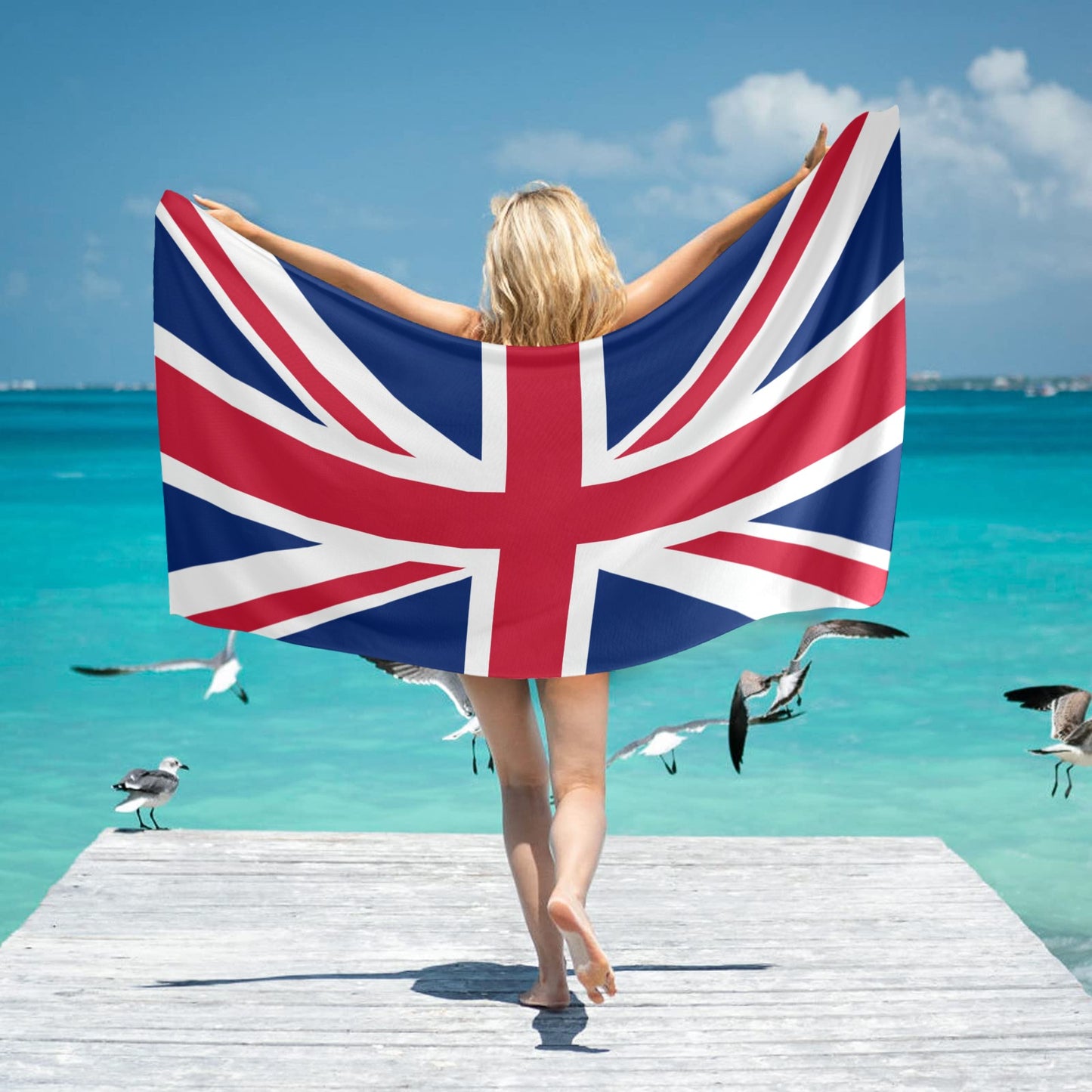 UK/Great Britain Flag Beach Towel 31"x71" (Made in USA)