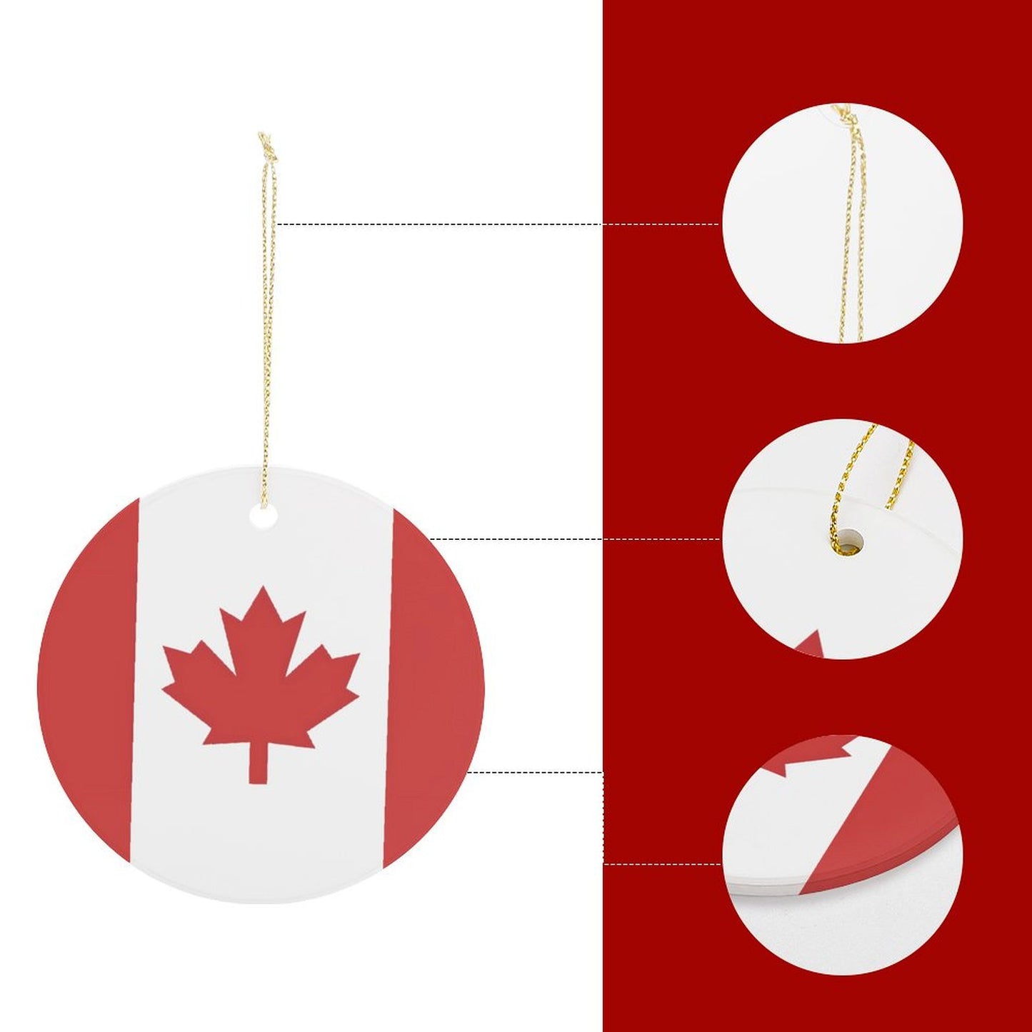 Canada Flag Inspired Circle Ceramic Ornament Made in USA Circle Ceramic Ornament (Made in USA)