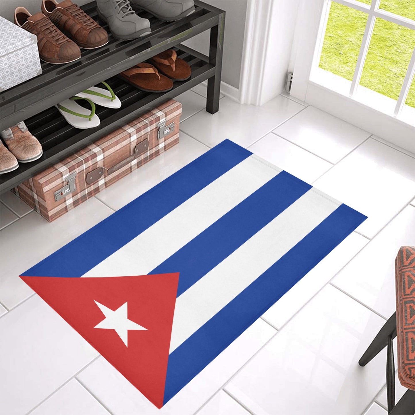 Cuba Flag Inspired Doormat 30" x 18" (Sponge Material)
