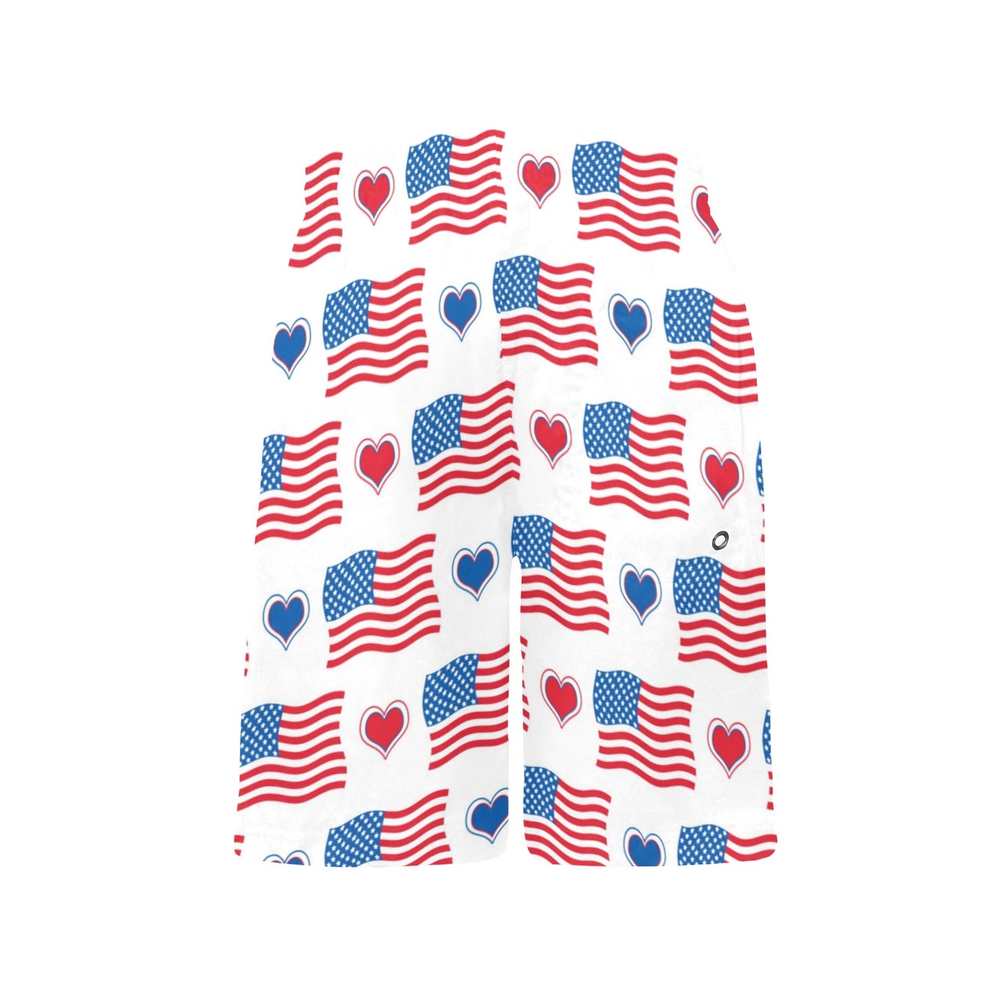 USA/American Flag Hearts Pattern Boys Beach Shorts