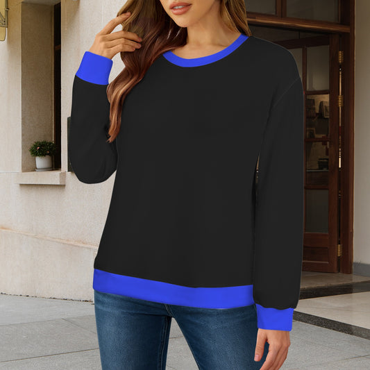 Thin Blue Line Flag Inspired Women's Crew Neck Sweater Printed in the USA