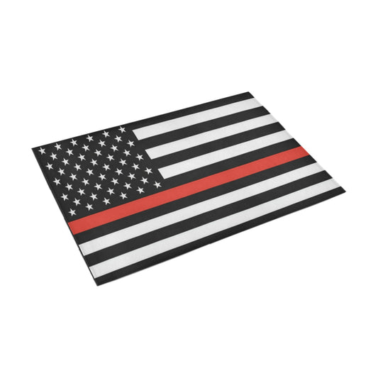 Thin Red Line Flag Inspired Doormat 30" x 18" (Sponge Material)