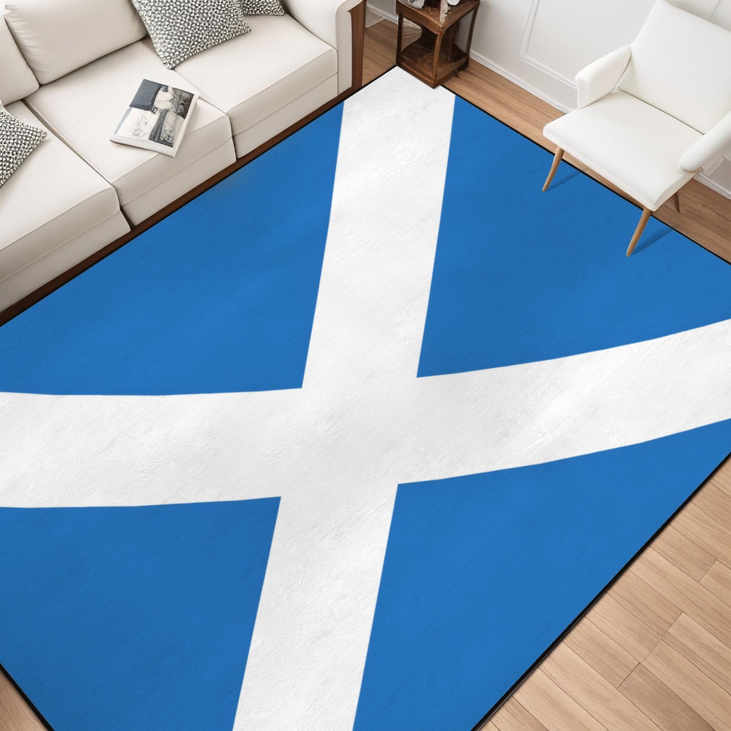 Scotland Flag Inspired 84x60 Inch Area Rug with Black Binding (Made in the USA)
