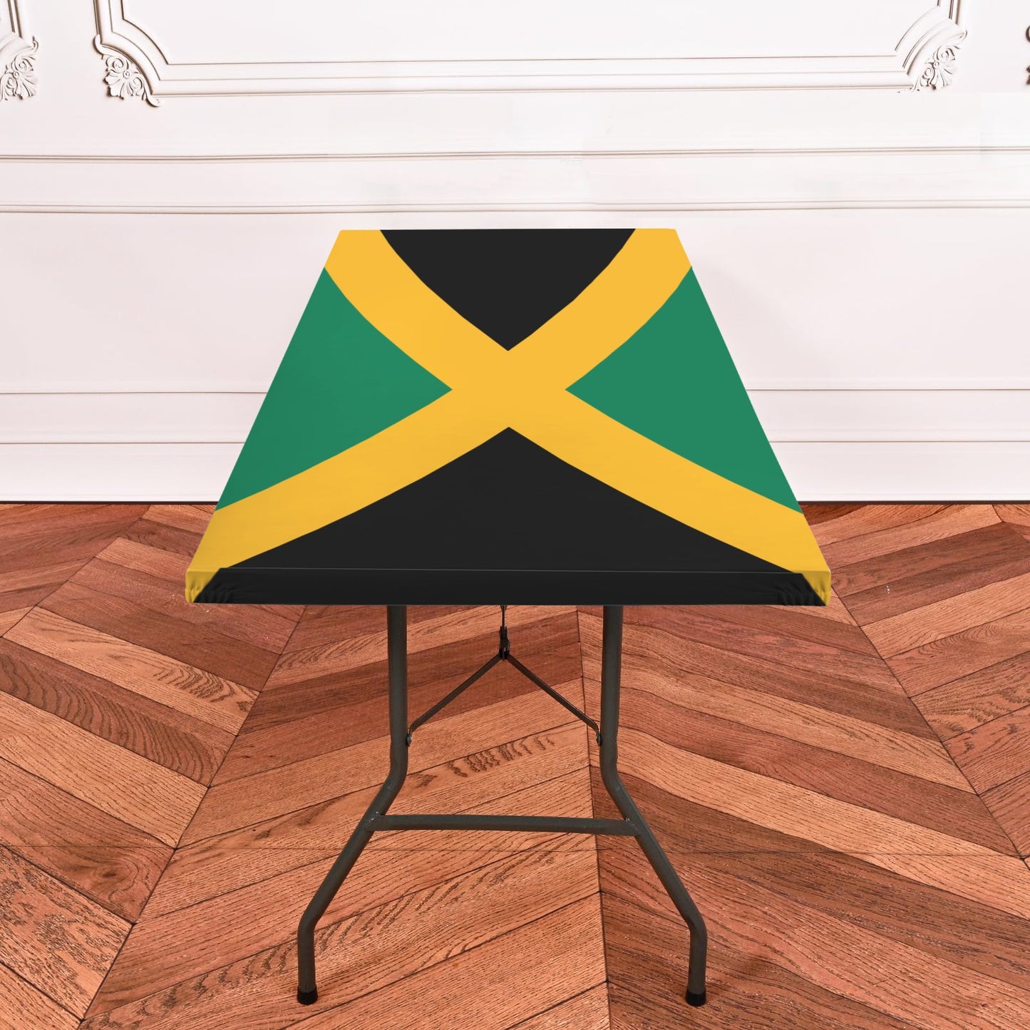 Jamaica Flag Inspired Custom Elastic Fitted Tablecloth 72x30 inch (Made in the USA)