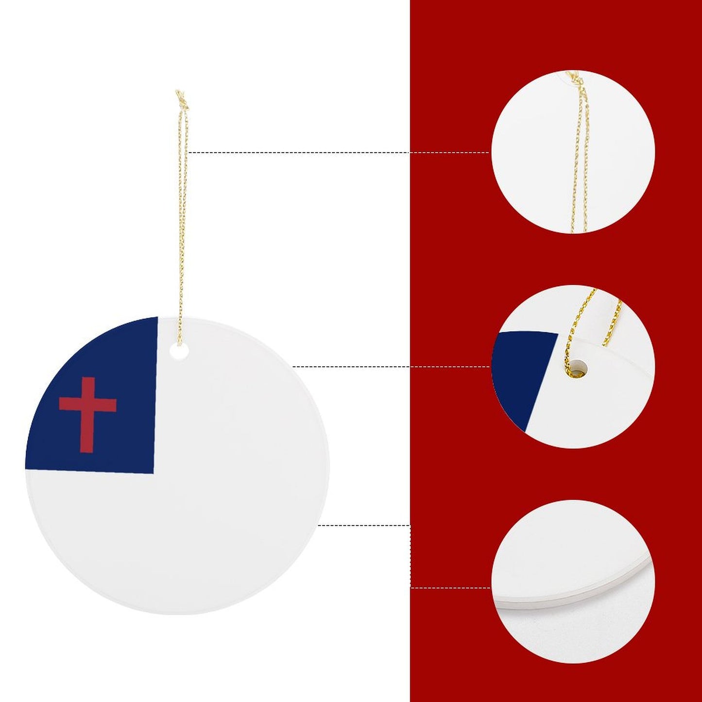 Christian Flag Inspired Circle Ceramic Ornament Made in USA Circle Ceramic Ornament (Made in USA)