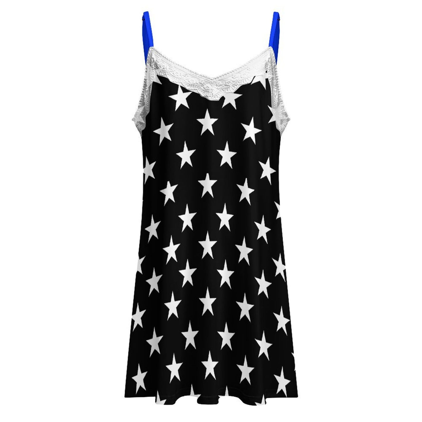 Thin Blue Line Flag Inspired Lace Trim Camisole Nightgown