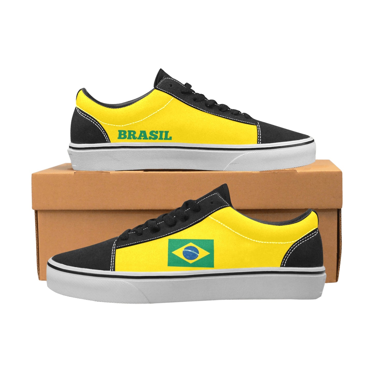 Brazil Flag Inspired Women's Lace-Up Canvas Shoes