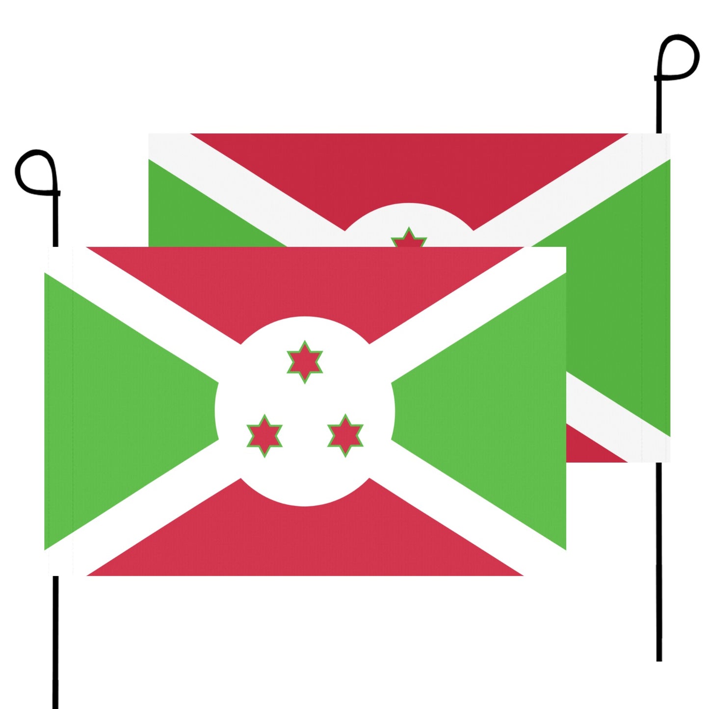 Two Burundi flags by Luv My Flag on poles.