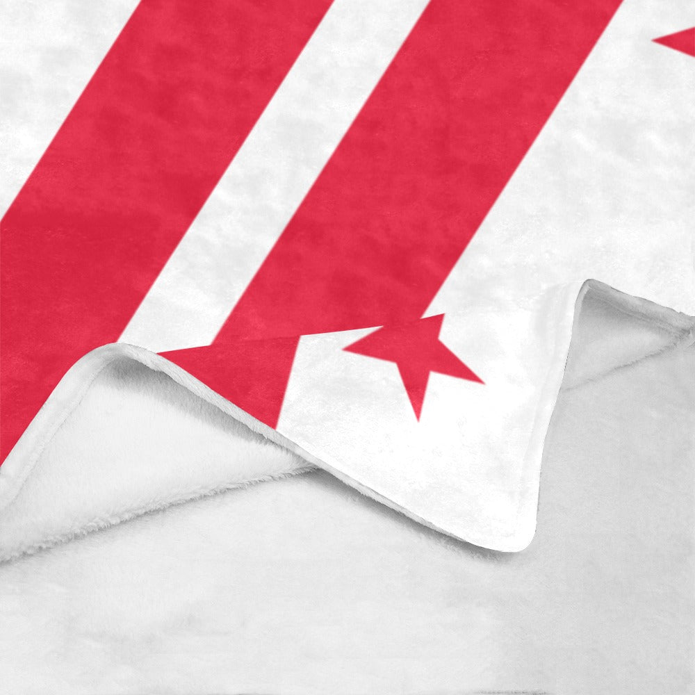 Red striped fleece blanket with star by Luv My Flag.