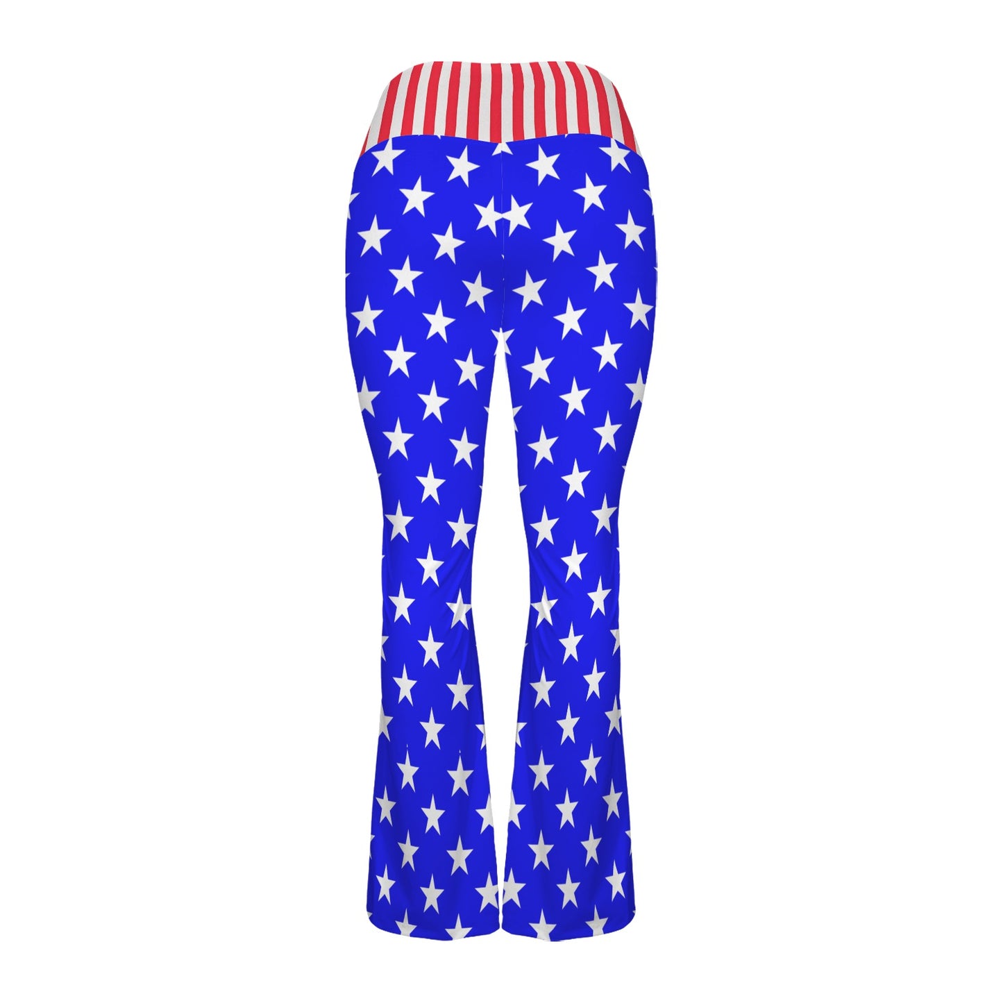 USA/American Flag Inspired Style-2 Women's V-Crossover High Waisted Flare Leggings