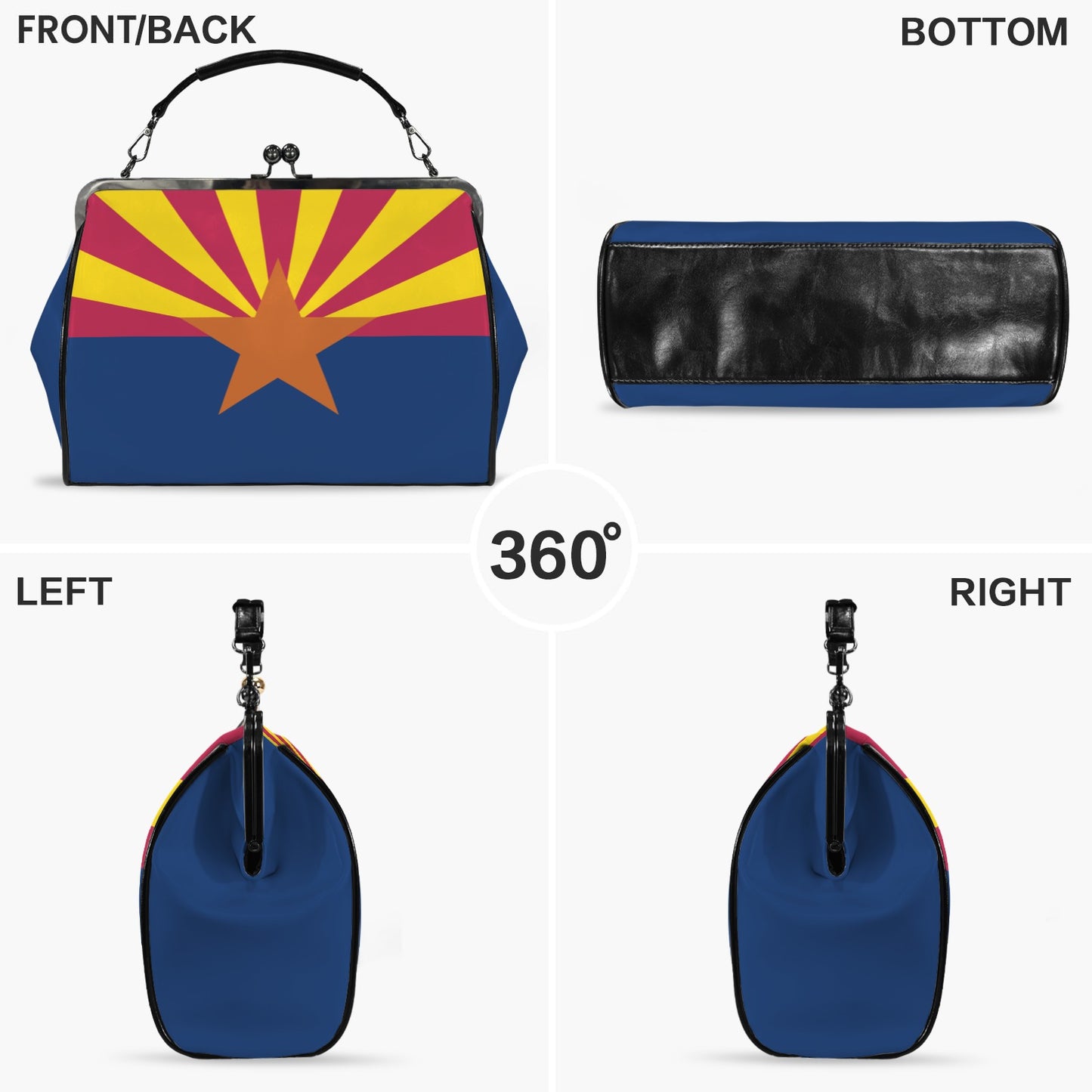 Arizona Flag Inspired Kisslock Crossbody Shoulder Bag-Large