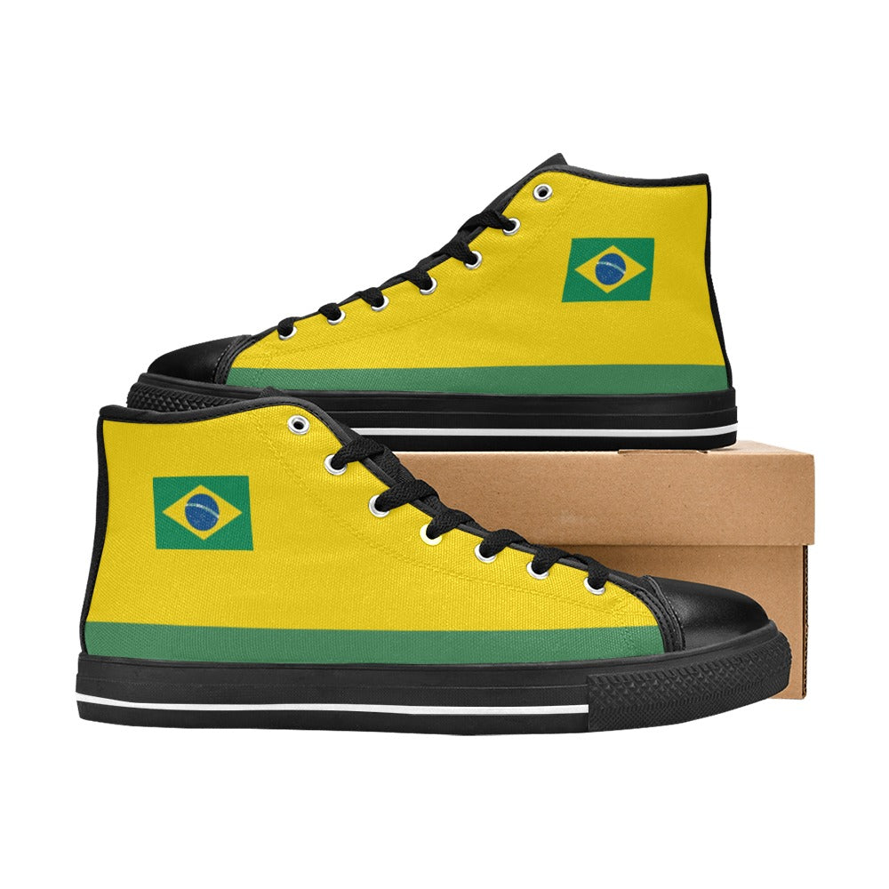 Brazil Flag Inspired Mens High Top Canvas Shoes
