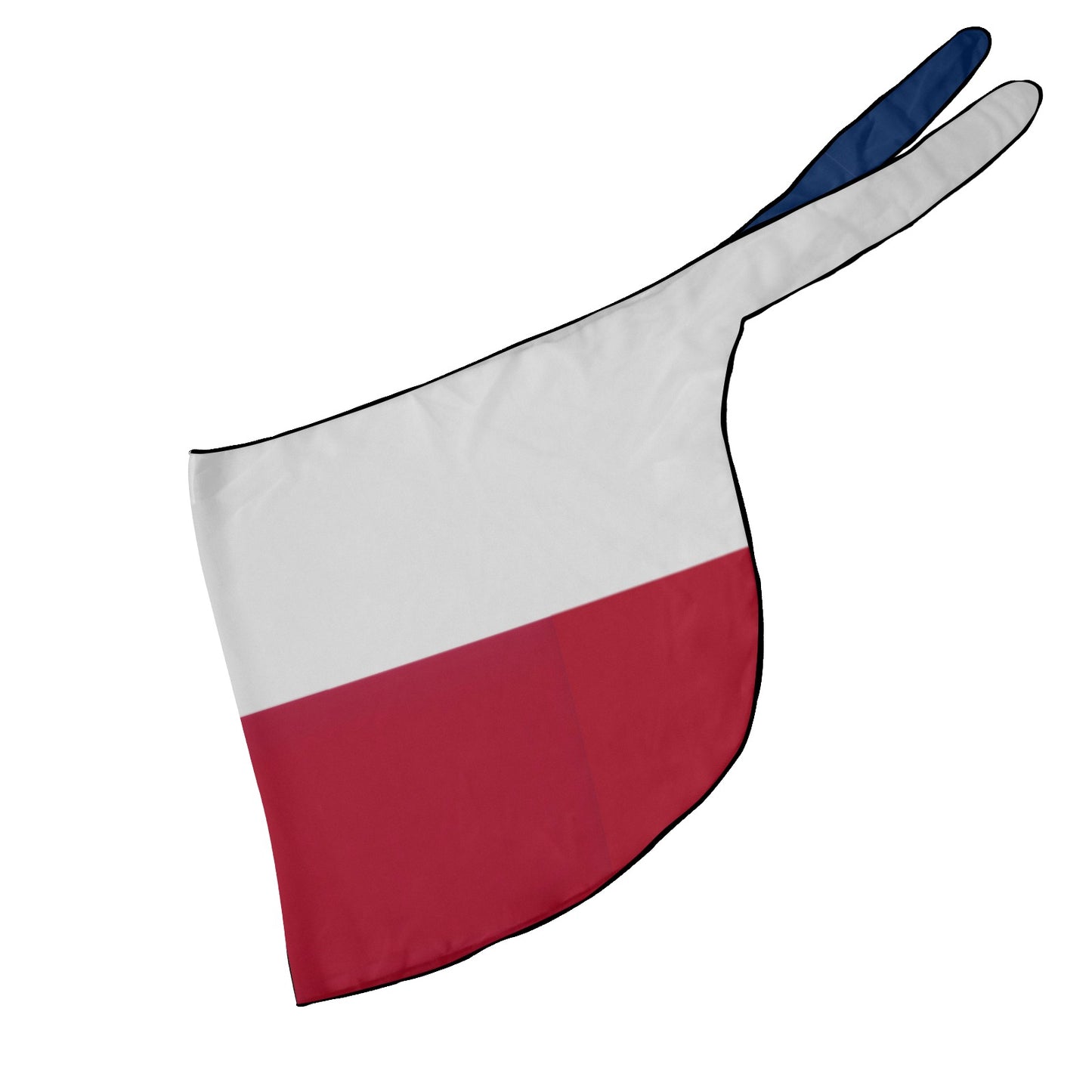 Red and white triangular flag by Luv My Flag.