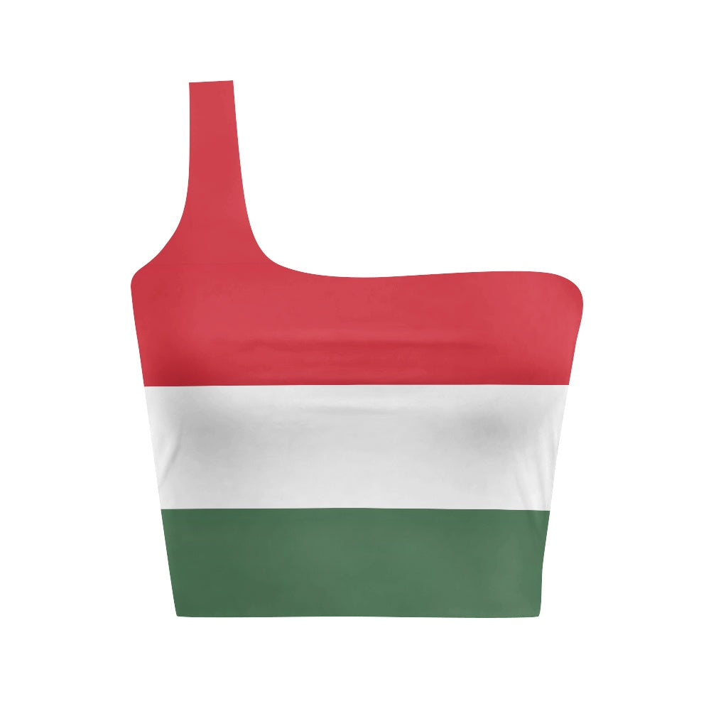 Hungary Flag Inspired One Shoulder Top – Red White Green and Fierce Queen