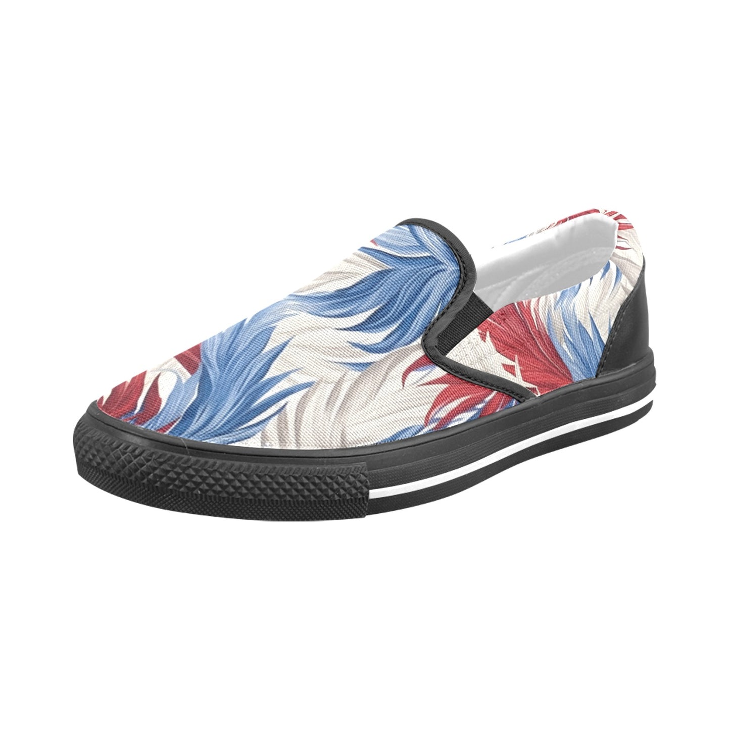 USA/American Flag Inspired Feather Pattern Men's Slip-on Canvas Shoes