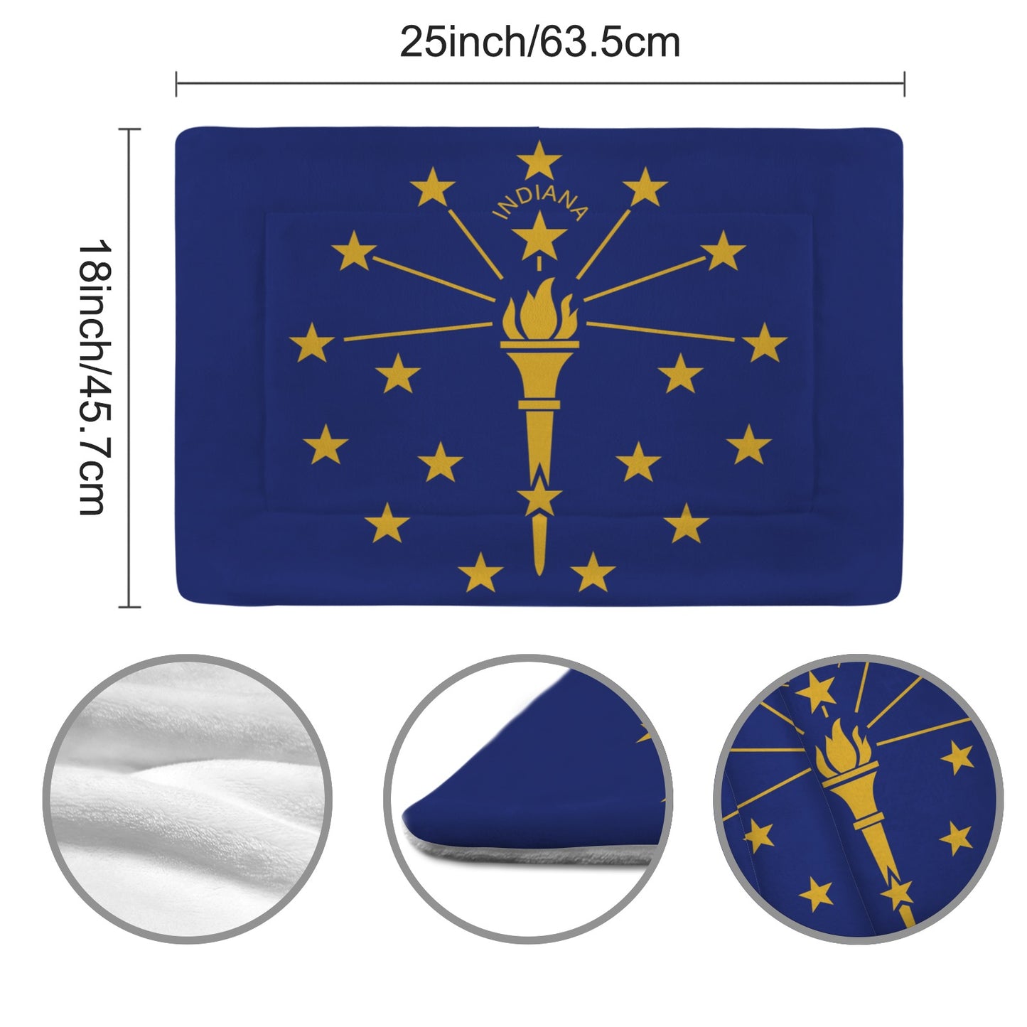 Indiana Flag Inspired Pet Mat 25x18inch (Made in the USA)