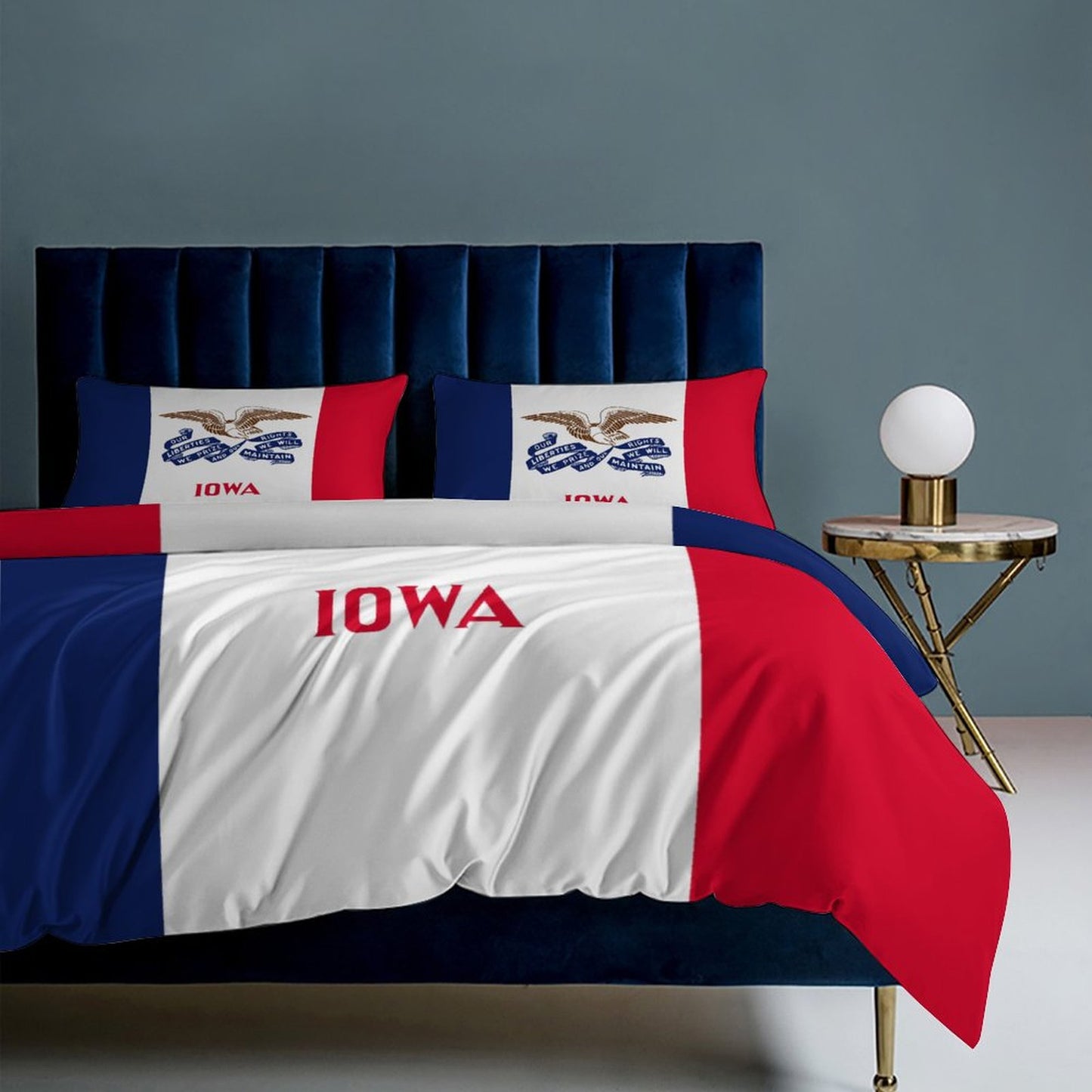 Iowa Flag Inspired 3-Piece Bedding Set (1 Duvet Cover + 2 Pillow Shams) – 102"×90"