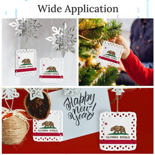 California Flag Inspired Square Ceramic Ornament Made in the USA