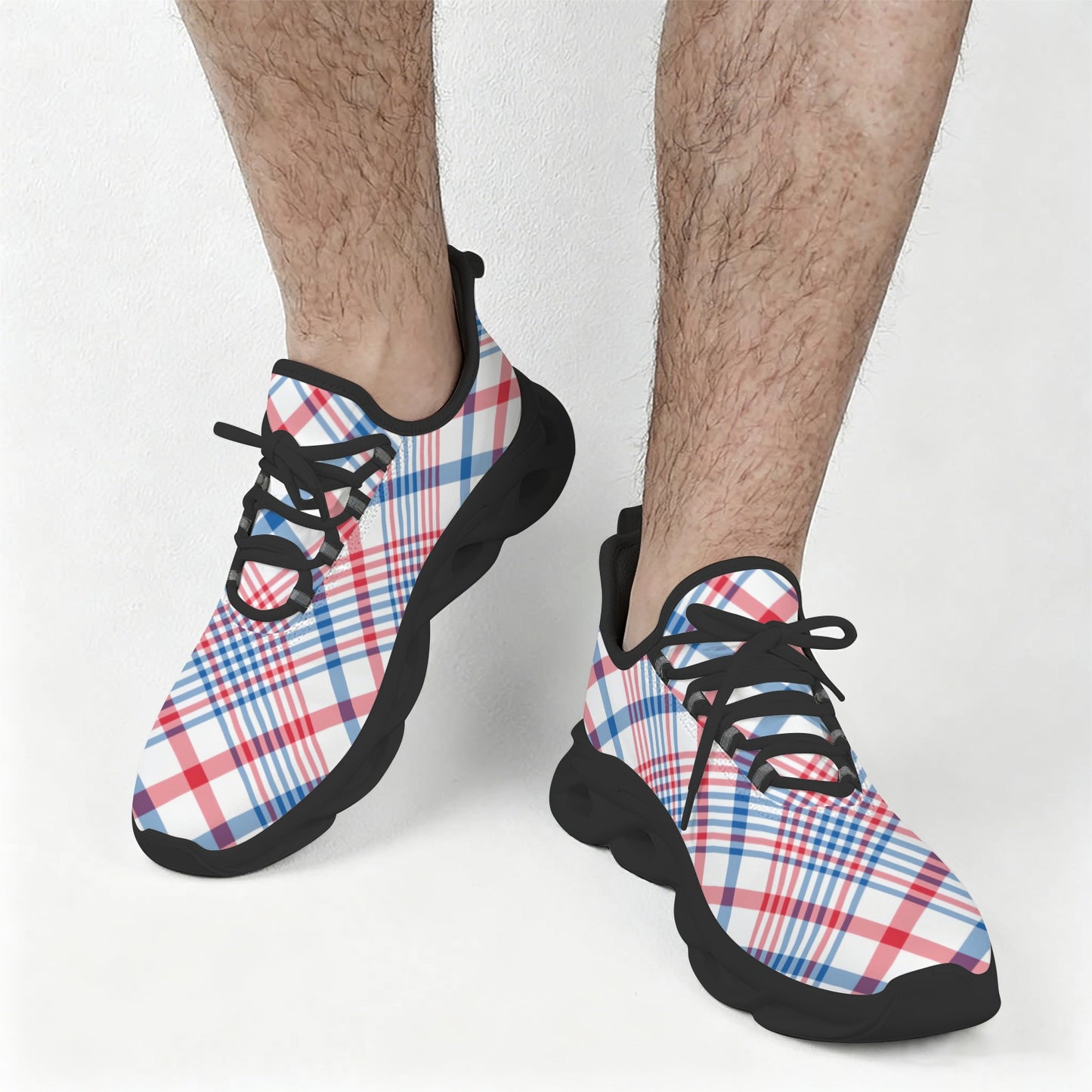 USA/American Flag Inspired Plaid Pattern Men's Twisted Sole Sneakers