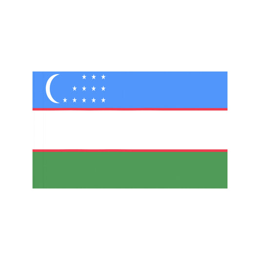 Uzbekistan flag with crescent, stars; Luv My Flag product.