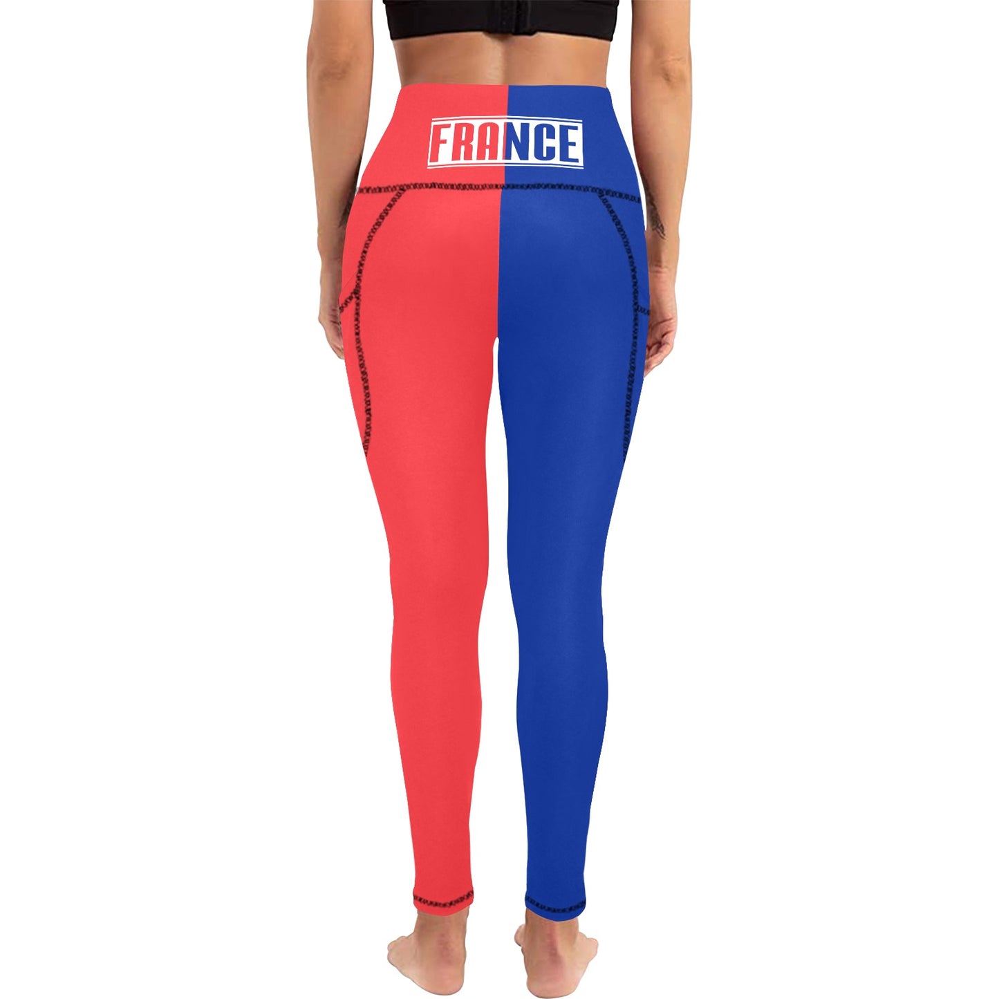 France Flag Inspired Women's High Waist Leggings with Pockets
