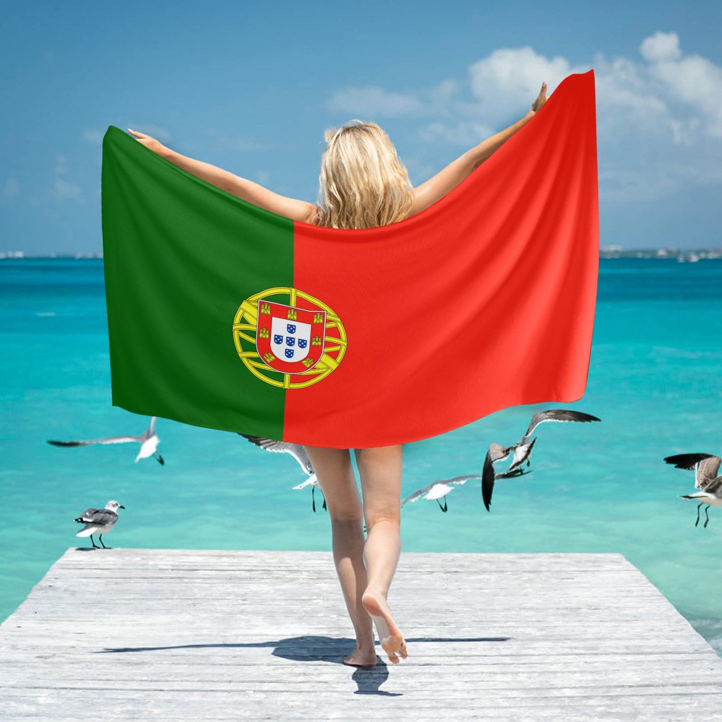 Portugal Flag Beach Towel 31"x71" (Made in USA)