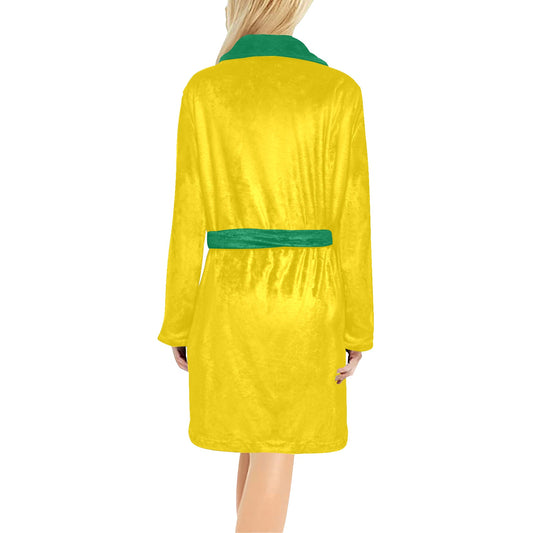 Brazil Flag Inspired Women's Fleece Robe