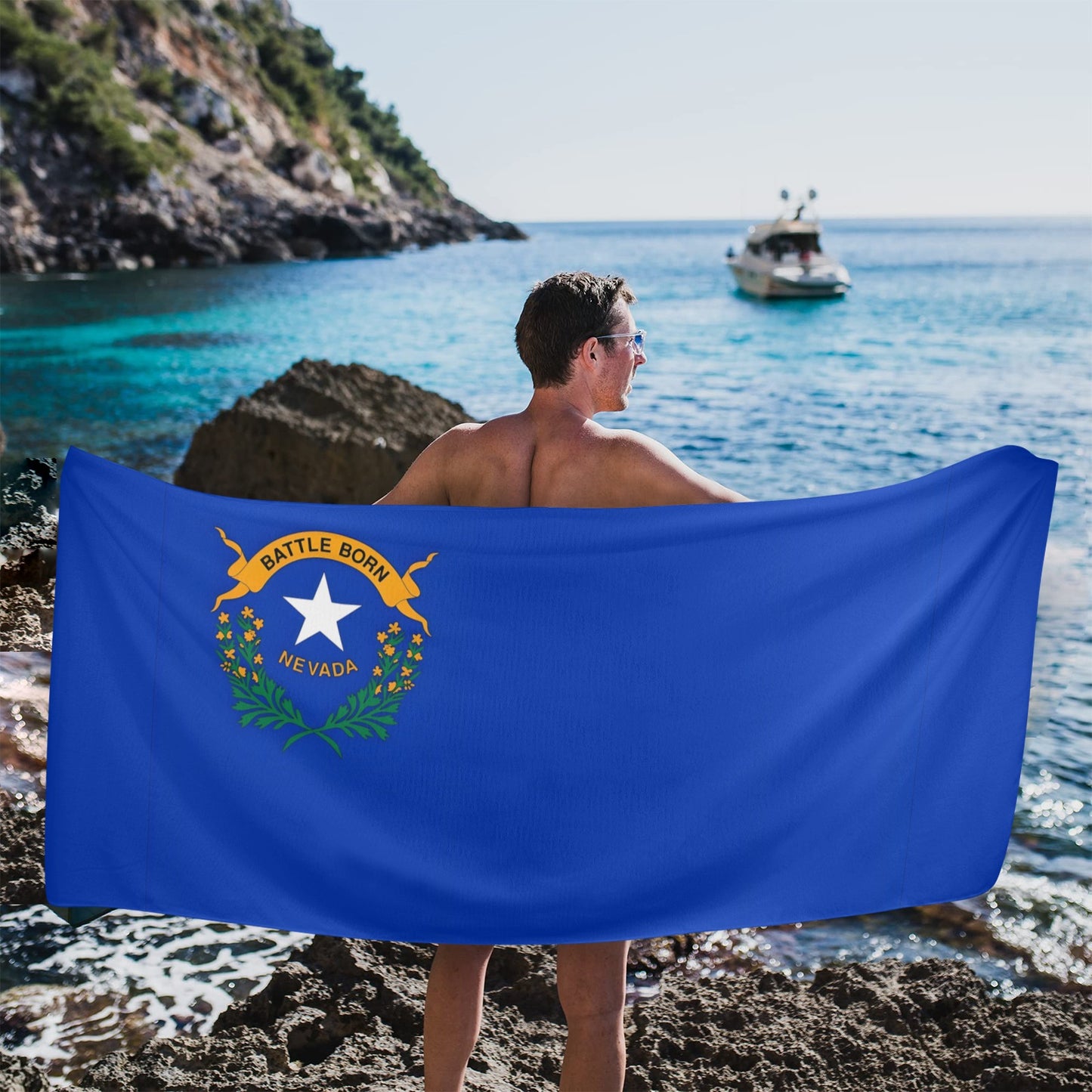 Nevada Flag Beach Towel 31"x71" (Made in USA)