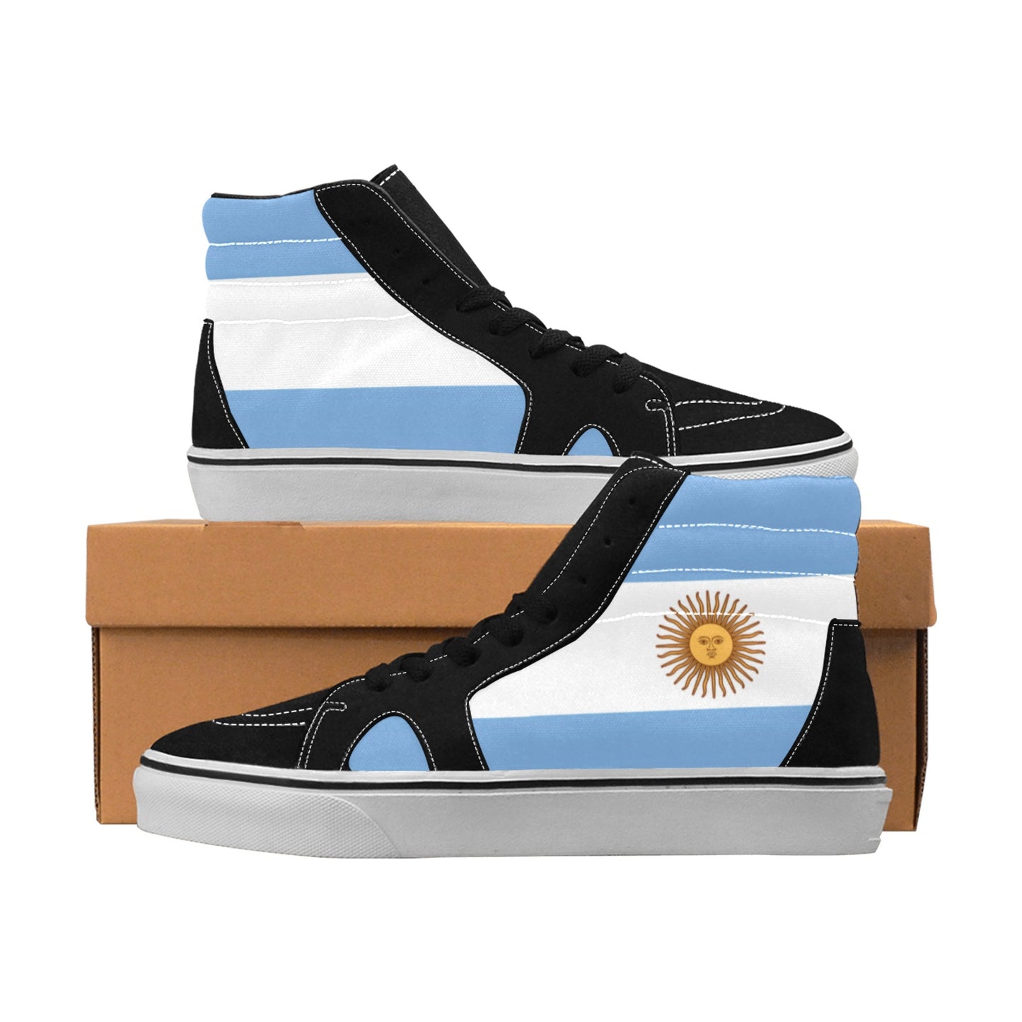 Argentina Flag Inspired Men's High Top Canvas Shoes