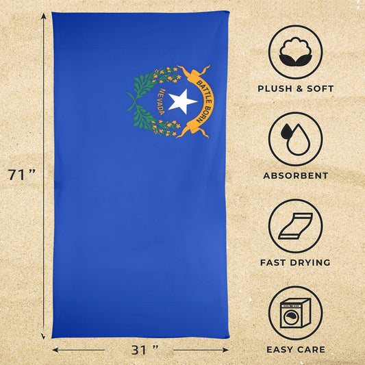 Nevada Flag Beach Towel 31"x71" (Made in USA)