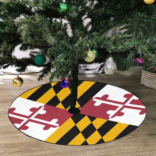 Maryland Flag Thick Christmas Tree Skirt 47" x 47"