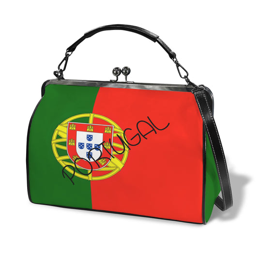 Portugal Flag Inspired Kisslock Crossbody Shoulder Bag-Large