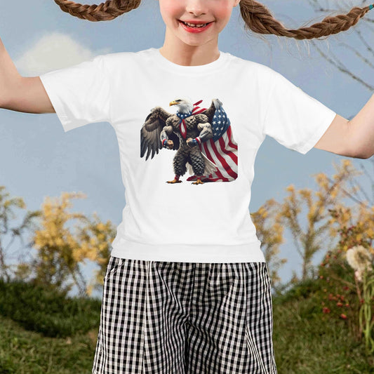 USA/American Flag Bald Eagle Cape Girls T-Shirt Made in the USA