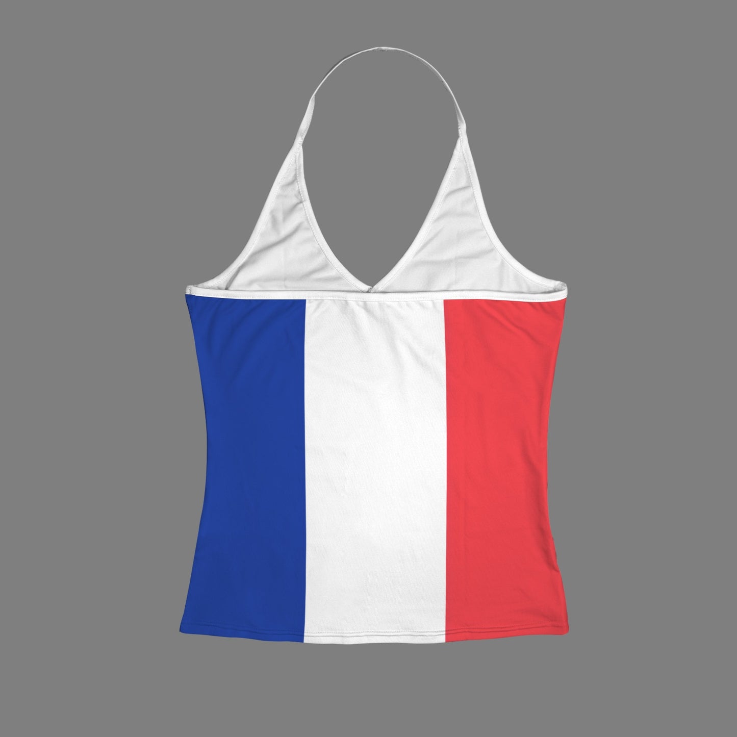 France Flag Inspired V-neck Halter Open Back Tank Top