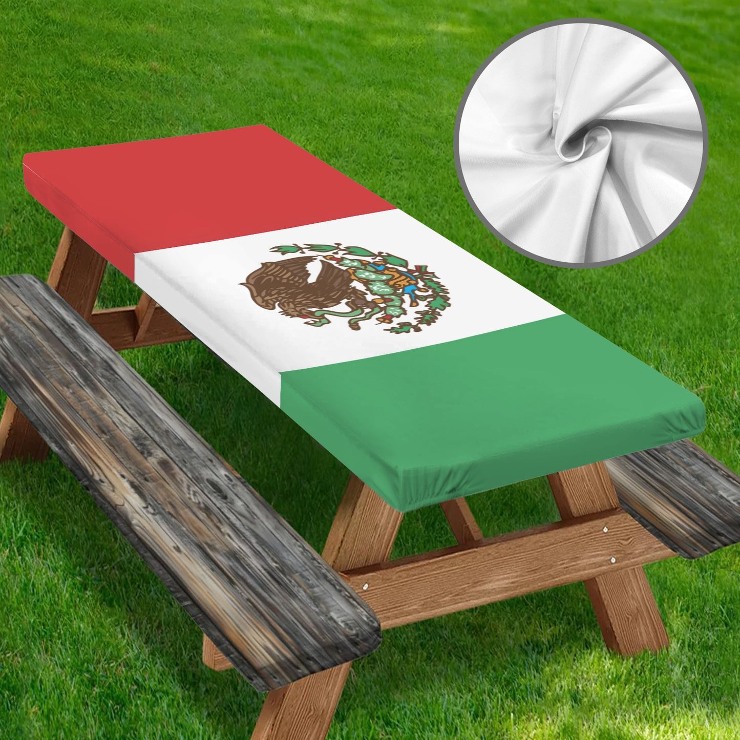Mexico Flag Inspired Picnic Table Cover (72" x 30") (Made in the USA)