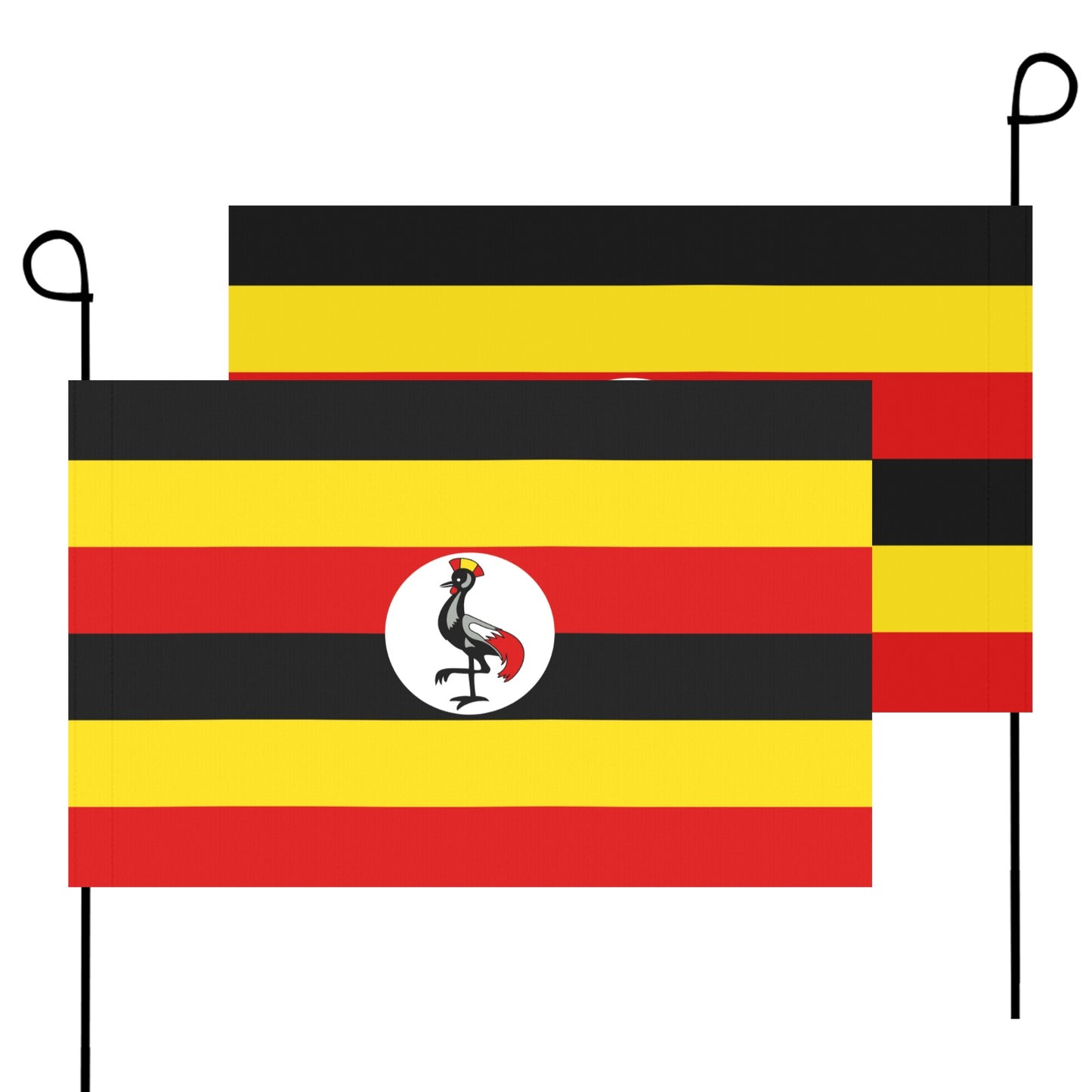 Two Uganda flags with crested crane, Luv My Flag.