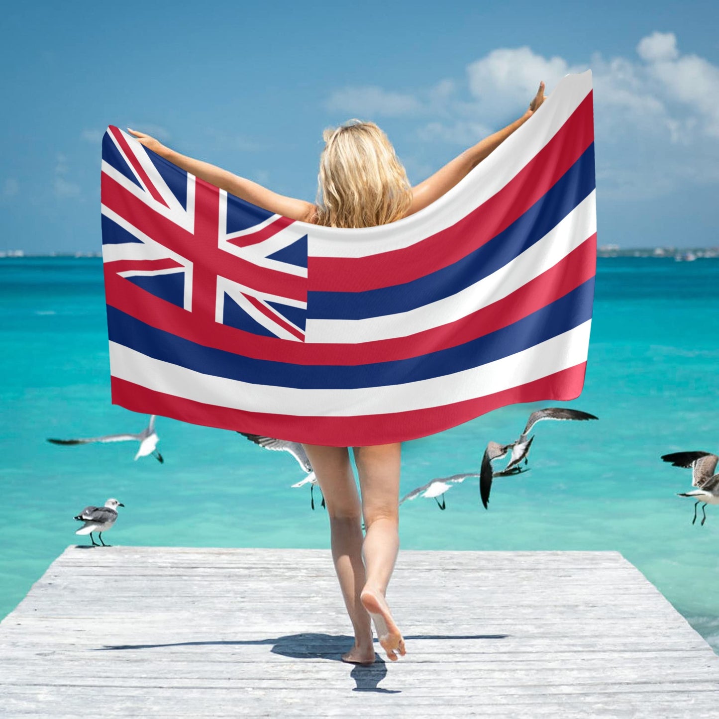 Hawaii Flag Beach Towel 31"x71" (Made in USA)