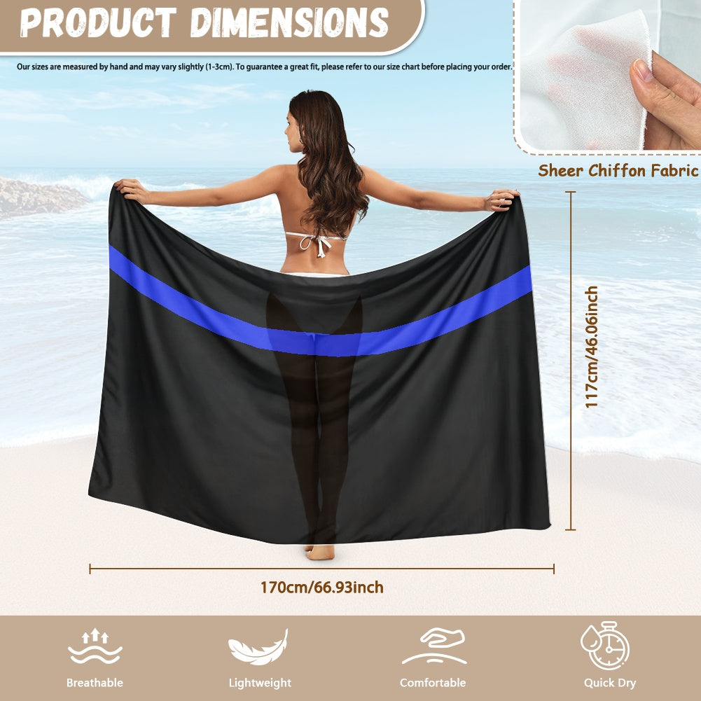 Thin Blue Line Flag Inspired Bikini Cover-Up Style-2